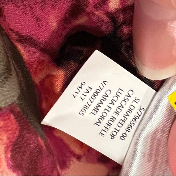 Banana Republic Cascade Ruffle Caramel Lucia Floral Sleeveless Blouse Top Medium - Picture 6 of 8